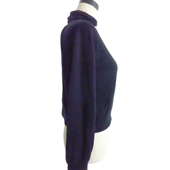 Danskin S Black Boxy Crop Polo Long Sleeve Shirt - Picture 2 of 6